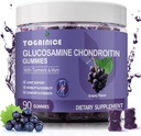 Glucosamine Chondroitin Gummys Free Sugar, Extra strong 1500mg Glucosamine with MSM & Turmeric, 男女联合支持Gummys 补充品, 联合灵活性和骨质健康, 90 Counter V01