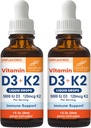 桑德胡的维生素D3 K2 成人药滴 | 5000 IU D3 液体,120mcg K2 补充 1 Fl Oz (Pack of 2) | D3K2 支持高级吸附,能量,免疫,肌肉 男女健康