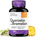 Quercetin with Bromelain Vegetarian 补充 Capsules 120 计数(每服务1 000mg 2400 GDU/g) QQ 支持健康免疫系统,帮助使用季节性过敏性支持 QQ 高吸收抗氧化剂