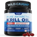 南极磷虾油 1200 mg Omega 3 补充剂,Omega 3 Krill Oil Softgels w/EPA, DHA, Astaxanthin & Phospolipids for Brain & Antioxidant, 可持续源头,无鱼味余味,120 软胶