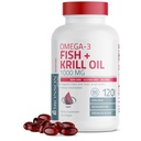 Bronson Omega-3 Fish + Krill Oil 1000 MG EPA DHA Astaxanthin Premium Blend - 联合,脑和眼健康 - 非转基因生物,重金属试验,120软胶