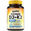 维他命维他命 D3 K2 补充, 10000 IU D3 / 200 mcg K2 MK7, 钙吸收, 骨, 心, 免疫和Mood 支持, 增强吸收, 无豆, 容易吞, 90 软胶