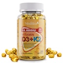 植物基 D3 K2 维生素 10000 IU w/ Virgin Coconut MCT 石油 - 200 mcg MK7 维生素 K2,非GMO用于绝缘吸收 - Bone, Immune & Heart Health - Easy to Swallow D & K Supplation - 250 Softgels