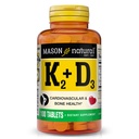 MASON 天然维生素K2 + D3, 100, 日供应, 含正常骨骼和肌肉支持钙, 平板