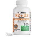 Bronson Vitamin K2(MK7)与D3 低剂量45mcg Vitamin K2 & 1000 IU Vitamin D3 易吞每日维护 2 in 1 Formula Non-GMO, 360 迷你片