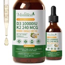 2 Pack 有机维生素 D3 K2 液体 10000 IU w/ Vegan Omega-3 & Coconut MCT 石油 - 最大强度维生素 D 补充剂,无填充剂,非GMO K2 作为骨骼,肌肉和高吸收-2 Fl Oz的MK7