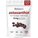 Belano的Astaxanthin 12mg, Astaxanthin Softgels, Premium Astaxanthin 抗氧化剂补充 QQ 健康与能源支持, Non-GMO, Vegan-友好 & Gluten-Free - 120 Softgels (1 Bag)