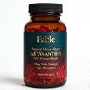 含磷脂的Fable Astaxanthin 12mg - 5X 吸附,天然微藻源性抗氧化剂用于皮肤,眼和心脏健康,60个计数