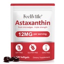 Astaxanthin 12 mg (120 Softgels) - Premium Astaxanthin 抗氧化剂补充剂 - 支持眼,内环,免疫和皮肤健康 - 新鲜微藻源 - 非GMO & No Gluten