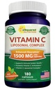 a/ 营养素C Liposomal综合体 - 1500mg 补充剂 - 180 Capsules - 高吸附力VIT C Ascorbic 酸药 - 支持免疫系统与凝血健康 - 90种服务