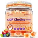 Citicoline 1000mg & Phosphatidylserine 300mg 补充 CDP Choline Gummys, 记忆和焦点的大脑补充 W/狮子的玛内蘑菇, Omega-3, 甲基folate, B6 & B12, Non-GMO, Sugar Free, 60ct