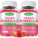 Omega-3 Gummys Potent Algae Omega Source, Boost Brain, Eye & Imune 函数, 配有 DHA 和 EPA Vegan & Sugar Free, 草莓 Flavor, 120 计数