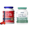 Krill Olio Omega 3 Supplement 1000mg 和Milk Tedle Liver Detox 4 000mg, 2 Pack 3 补充 1000mg 和 牛奶 牛排 肝脏 补充 400mg , 2 Pack