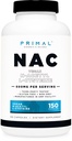 Primal N-Acetyl L-Cysteine(NAC) 600mg, 150 Capsules - Vegan N-Acetyl L-Cysteine 补编, GMO-无 Gluten-无
