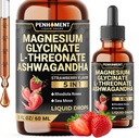 5in1 甘油镁液滴与阿斯瓦加达提取物、L-Threonate镁、Rhodiola Rosea、Sea Moss - 脑支持和免疫 - 2 Fl Oz - 供应 - 30天 - 草莓火焰