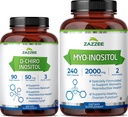 Zazzzee 40:1 女性的Myo和D-Chiro Inositol比例补充 女性的D-Chiro和Myo Inositol Capsules 循环调控 Ovarian 支持和整体Hormone平衡 - Vegan & ISO 实验室测试