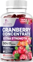 Cranberry Gummys 50:1 Cranberry 提取器 - 用25,000mg制作的尿液Tract支持,帮助清洁和保护,Cran Berry Gummy 补充剂 + 维生素 C, Chewable Cran Pills for Women - 60 Gummys
