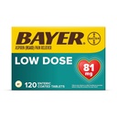 Bayer Aspirin 政权,81mg 肠内粘合板,疼痛救世主/Fever减肥器,120 计数
