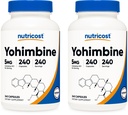 营养成本 Yohimbine HCl 5mg, 240 Capsules (2瓶) - 额外强度 - Gluten Free & 非GMO
