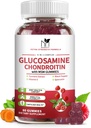 Glucosamine Chondroitin Gummys 三重强度(1 000mg Glucosamine 750mg Chondroitin)与MSM,Turmeric,Quercetin,维生素E,联合支持补充剂,抗氧化剂60 Gummys Raspberry Flavor