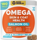 Omega 3 Fish Oil for Dogs (180 Ct) - Skin & Coat Chews - 干燥&Ichy 皮肤救济+过敏支持 - Shiny Coats - EPA&DHA Fatty Acids - 天然沙门油菜促进心脏,Hip和联合支持