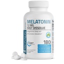 Bronson Melatonin 12mg 快速溶解夜间睡眠援助支持和放松支持,180 Peppermint 蔬菜 Lozenges