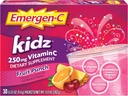 Emergen-C Kidz 250 mg Kids Vitamin C Powder, Cafeine Free, Immune 支持饮用混合剂,水果冲刺Flavor - 30 Count/1月供应量