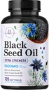 黑籽油软胶 1000mg - Premium Nigella Sativa 黑籽,纯天然黑胶种子油和抗氧化剂,用于皮肤和免疫支持 - 非转基因O,在美国的瓶装 - 120 软胶