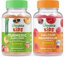 活生生的Turmeric Curcumin Kids + Calcium Magnesium Kids, Gummys Bundle - 大品尝,维生素补充,Gluten Free, GMO Free, Chewwable Gummy (英语).