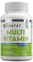 HAYAT 维生素 Vegan 天然多维素,日用维生素 A, C, D, E, B1, B2, B3, B6, B12, Biotin, Zinc and More, 2个月供应, All Natural, recorded Halal, 60 片,美国制造