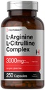 Horbäach L-Arginine L-Citrulline Complex → 3000mg → 250 Capsules → Non-GMO, Gluten 免费补编