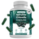 螺旋藻和Chlorella Capsules – 氯素药丸和蓝绿色藻类支持强力解毒,能量与健康免疫系统 – 3X More Chlorella Spirulina Powder/Serving – 90 Ct