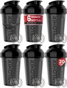 VELOMIX - 6 PACK - 摇篮杯 蛋白质摇篮 20 oz - 6x Wire Whisk → Leak Proof 蛋白质摇篮 蛋白质摇篮 摇篮杯 预后工作 摇篮杯(ALL in BLACK)