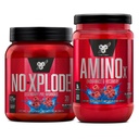 BSN Workout Bundle of NO XPLODE Pre Workout Powder Blue Raz, 30 service AMINO X Muscle Recover Intra Workout Support, Cafeine Free Blue Raz, 30 services 30 services (中文(简体) ).