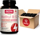 Jarrow Formules 常规强力 甲基B-12 500mcg,细胞能量生产和脑健康支持的膳食补充,100个樱桃味菜片,100天供应,12包