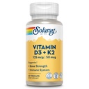 SOLARAY维生素D3 K2 - 骨质健康和免疫支持补充剂 - 5000 IU维生素D作为VIT D3,50 mcg维生素K2作为Menoquinone MK7,无豆制造,60天保证,60 Servi,60 Veg Caps