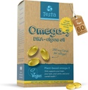 Testa Omega 3 补充 - 来自藻类石油的250mg DHA - Vegan Omega 3 - 支持脑,眼和联合健康 - 不来自鱼,纯藻类 Capsules - 两个月供应