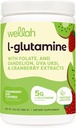 Wellah L-Glutamine 粉草莓 Kiwi(50名服务员) - 5g L-Glutamine Per Servia, Sweeted with Stevia