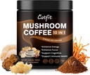 Catfit Mushroom咖啡粉,10份Mushro Blend Supplements with Lion's Mane, Chaga, Cordyceps, L-Thenine for Energy, Focus, Conception and Avication, 50 service (英语).