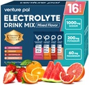 Venture Pal High Sodium Sugar Free Electrolytes Powder Packet - 带有维生素,钠和钾的水化包 → 零卡路里 → Vegan, Keto & Paleo 友好电解质 饮料 – 16 棒