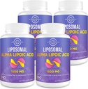 Liposomal Alpha Lipoic Acid 1500mg - 含乙酰-L-Carnitine 900mg & Ubiquinol 100mg & Vitamin E 15mg,ALA 抗氧化剂Glucose代谢Nerve能量补充剂,60 软胶(4瓶)
