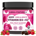 Llama Naturals Naturals Vitamin D3, Vegan, 有机免疫辅助剂,成人和儿童的维生素D Gummys, Real Fruit Gummy Vitamins, 促进骨质健康, 无添加糖蔗, Raspberry, 120 Ct