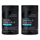 运动研究 ® Omega-3 鱼油包 - 总 Omega-3 2200mg(Krill, Salmon & Pollock) + 三强鱼油 1250mg - 高EPA & DHA 补编