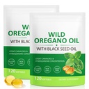 Oregano软胶油6000mg, 2 in 1 配以黑种子油200mg, 免疫支持, Oregano Oil Capsules Organical, 自然防御补充, Non-GMO, 易吞, 240 软胶