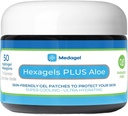Hexagels Plus Aloe Vera - 用于防滑剂和舒缓燃烧护理的高级热液凝胶垫 - 脚、脚跟、脚趾、脚趾和安克勒保护,50,1-英寸补丁包,由Medagel, Paraben Free Formula编写