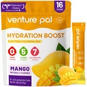 Venture Pal 糖无电解质 Power Packets - 液态日报 IV 水分包 QQ 电解质 Drinking Mix with 5 Vitamins & 7 Electrolytes & Keto 友好 QQ 非GMO QQ 认证 Vegan 16 棒