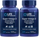 生命延长 Super Omega-3 EPA/DHA 鱼油,芝麻丽根和橄榄提取 – 心脏,脑,炎症健康支持,无胶质,容易吞,Non-GMO,240 Softgels (Pack of 2)