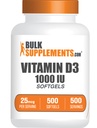 Bulk Assupports.com 维生素 D3 1000IU 软胶 - Choolcalciferol, D3 补充,维生素 D 1000IU - 1 维生素 D3 软胶 (25mcg of Vitamin D) 每服一次,500 count (Pack of 1)