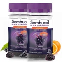含有维生素C和锌的Sambucol Black Elderberry Gummys - Sambucus Elderberry Gummys for Immune 支持,高抗氧化剂,Gluten Free, Vegan, 含有维生素C的Merderberrys - 30 Count, 2 Pack
