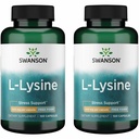 Swanson Free Form L-Lysine - 促进压力支持和神经系统健康自然补充 - 可促进放松500毫克100卡普尔(2包)